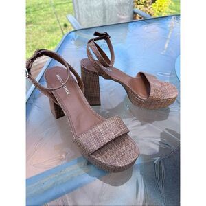 Marc Fisher Women's 8.5M Sadel Wedge Platform Sandals Ankle Strap